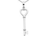 Sterling Silver Heart and Key Pendant Necklace with Chain
